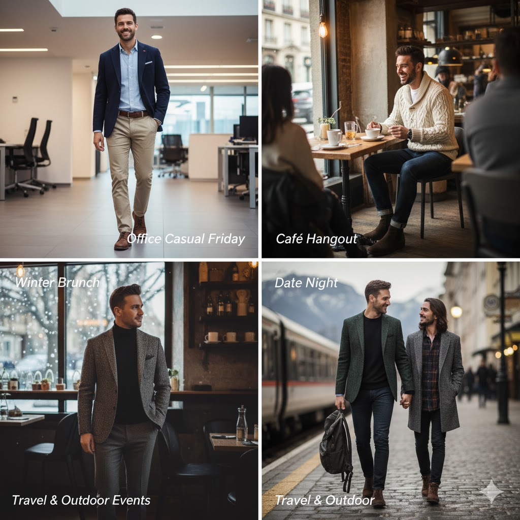 “smart casual men’s winter outfit inspiration” | Casual men